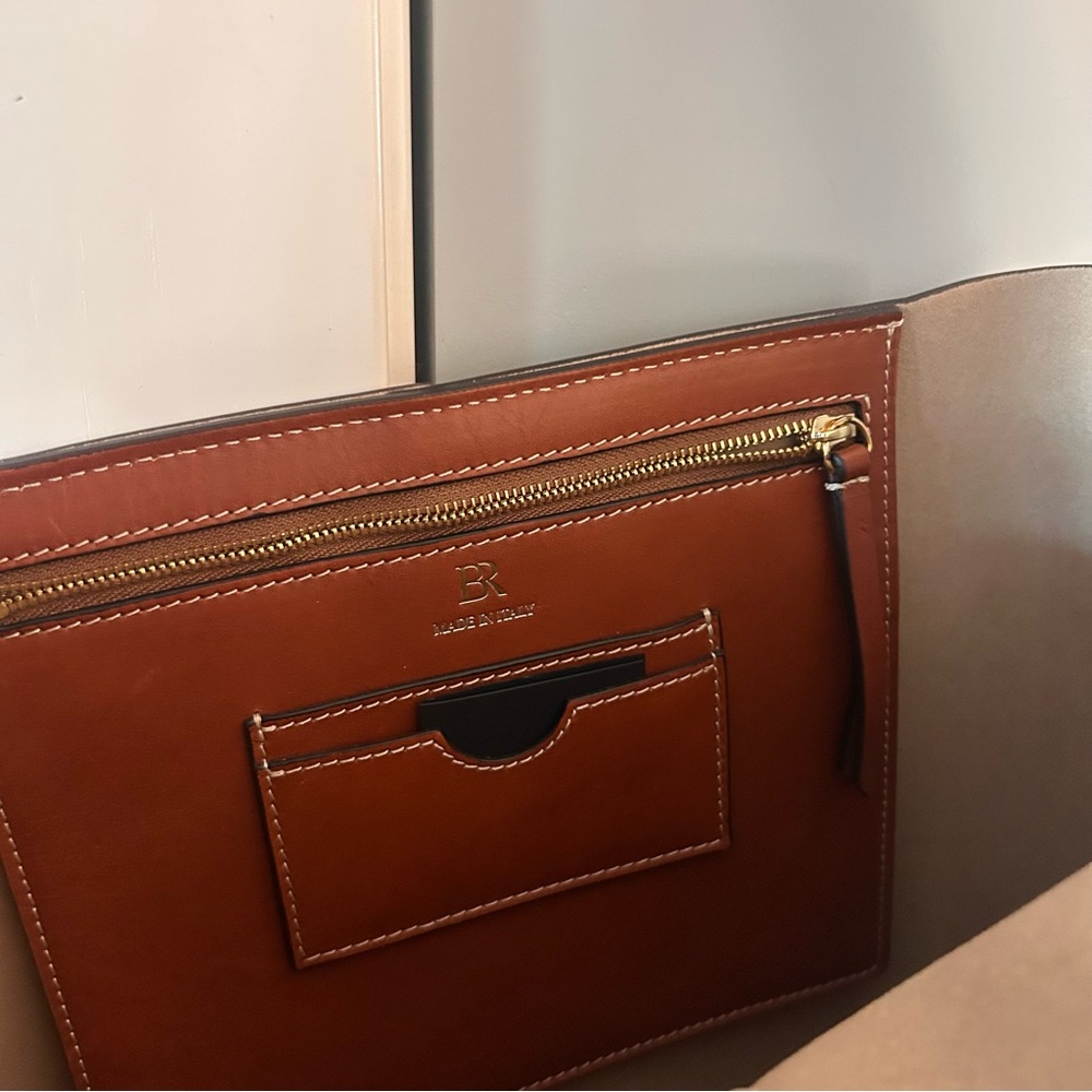 Banana Republic Vida Leather Shoulder Bag Saddle Brown - Picture 8 of 9